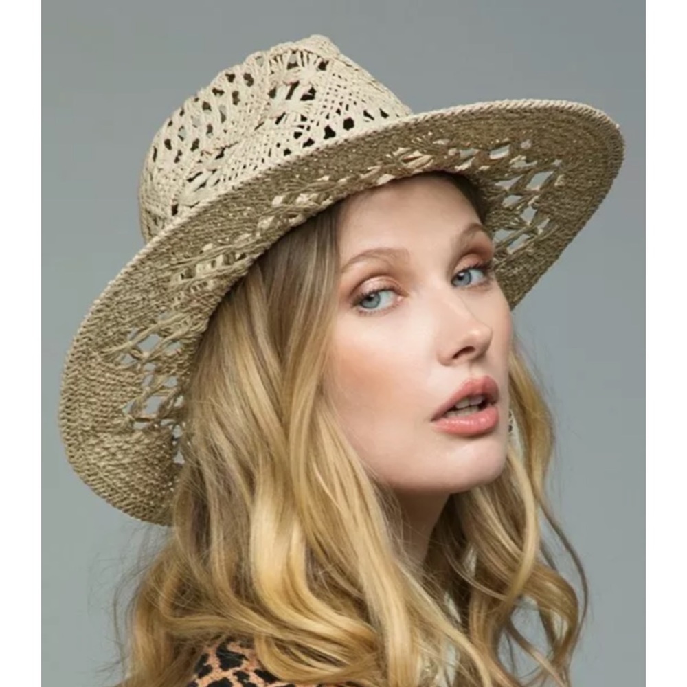 Natural Hand Woven Open Weave Panama Hat - Picture 3 of 6
